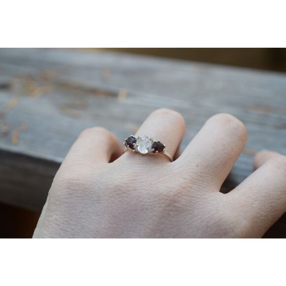 Garnet Ring, rough diamond ring, anniversary ring, raw stone rings, promise ring - Picture 4 of 6